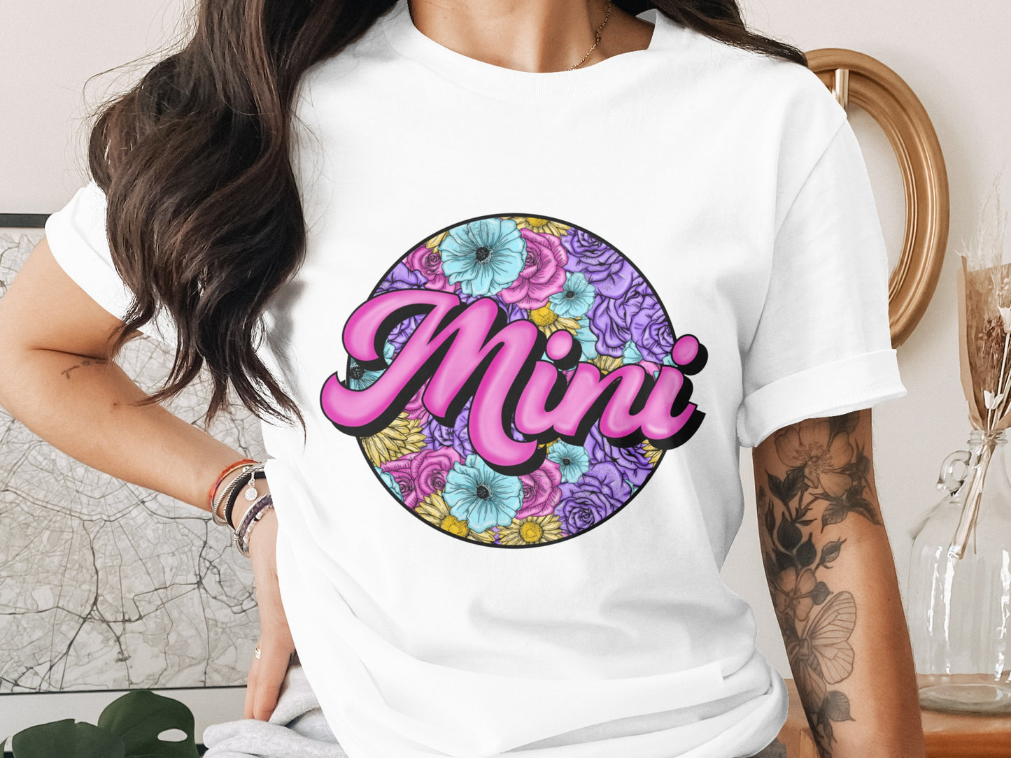 Floral Design Mini Graphic Short-Sleeve T-Shirt