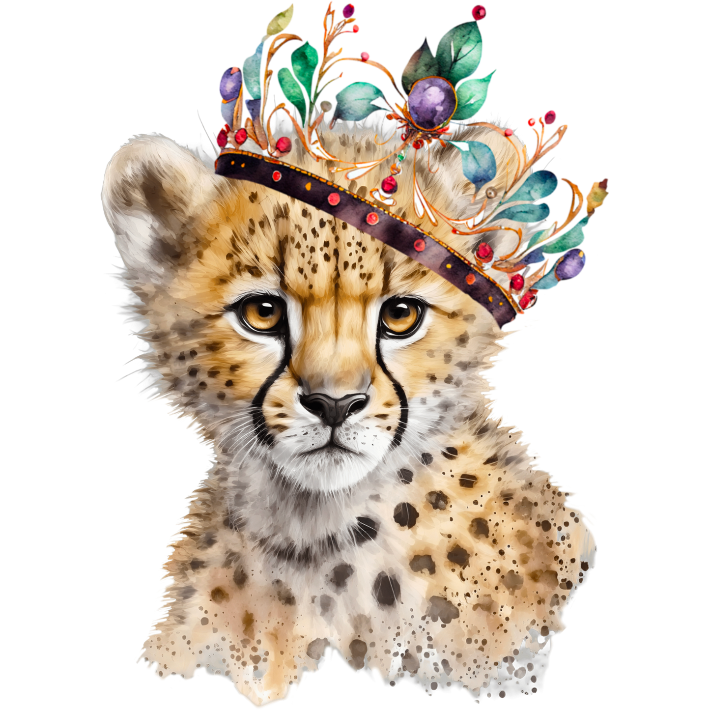 Majestic Baby Cheetah with Ornate Crown Art Print