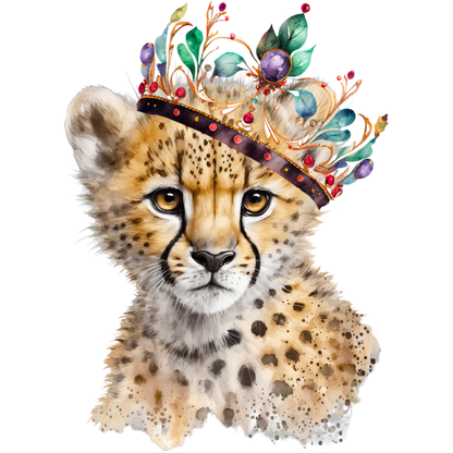 Majestic Baby Cheetah with Ornate Crown Art Print