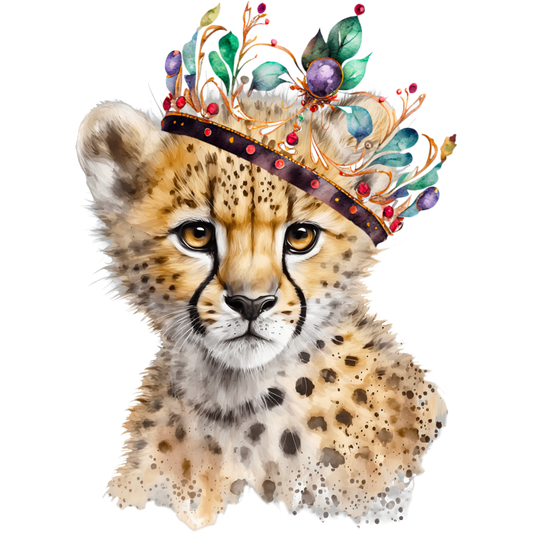 Majestic Baby Cheetah with Ornate Crown Art Print