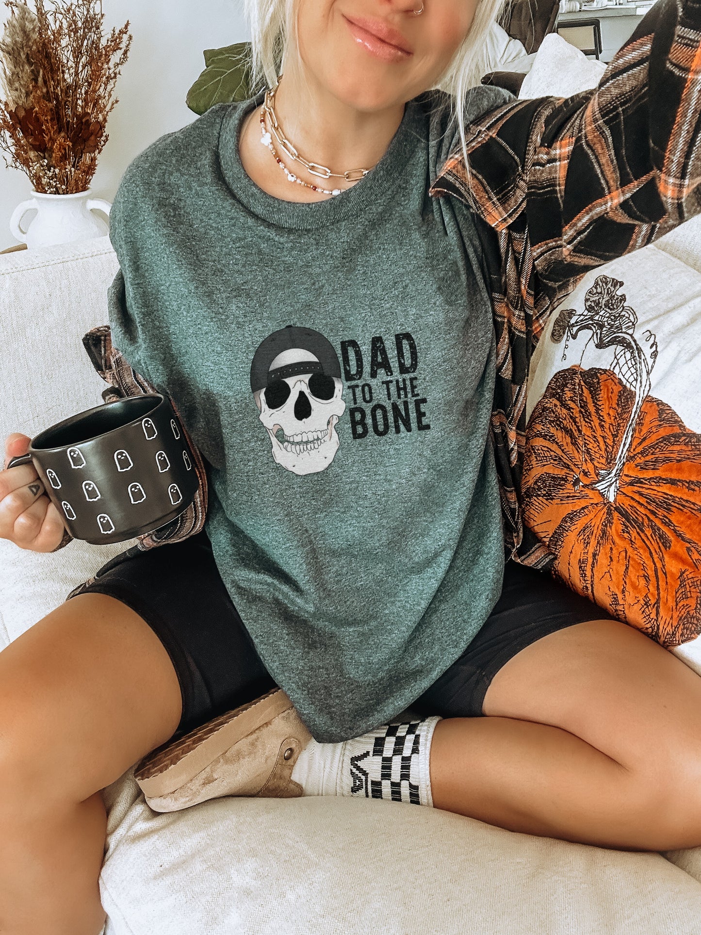 Dad to the Bone Skull Graphic Tee Shirt