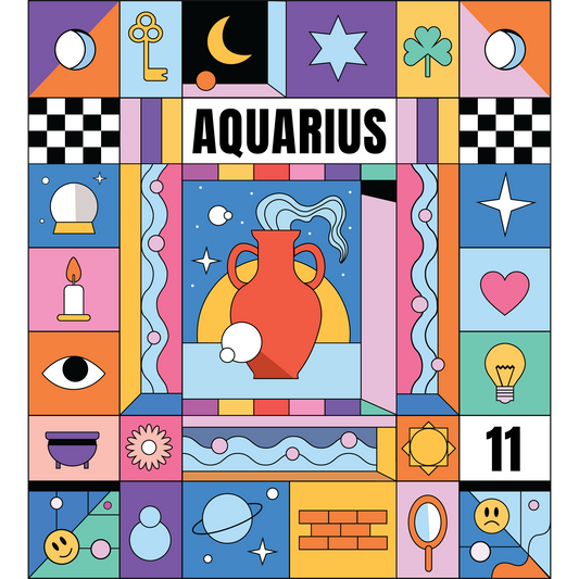Vibrant Aquarius Zodiac Art Print Mystical Design