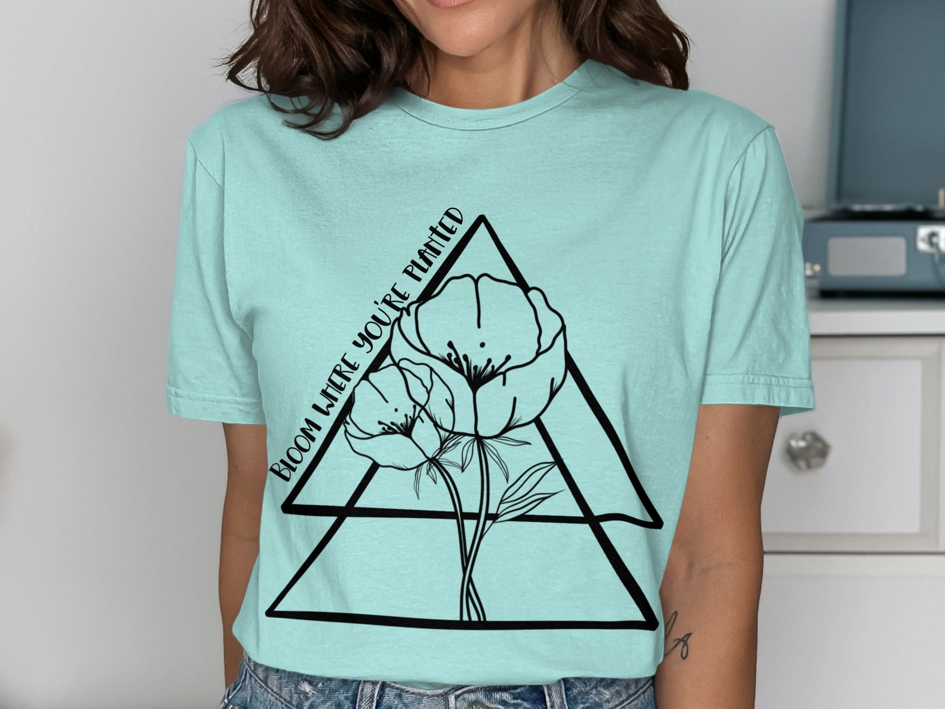 Bloom Where You're Planted Triangle Graphic Shirt