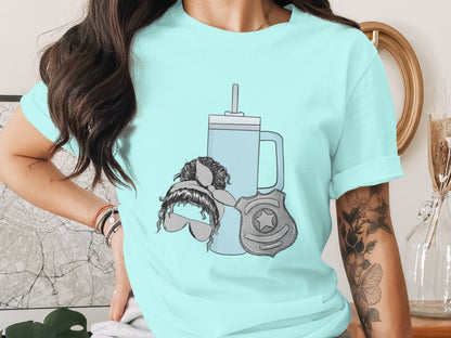 Humorous Police Mug Design T-Shirt for Women