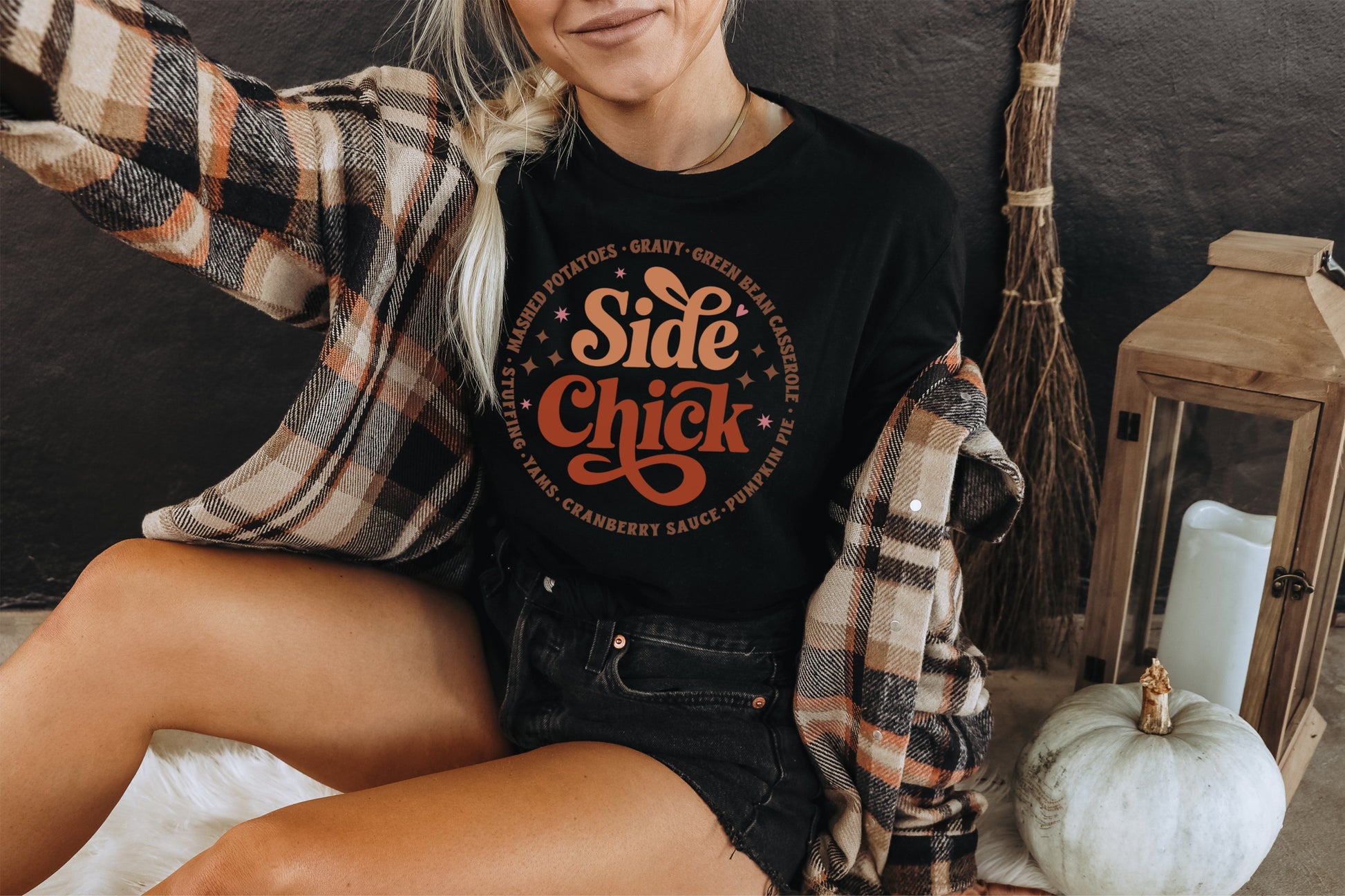 Side Chick Black Graphic Tee for Women Shirt