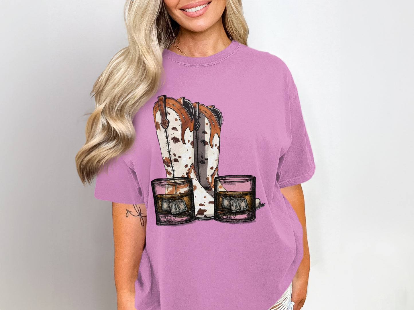 Western Boots and Whiskey Graphic T-shirt