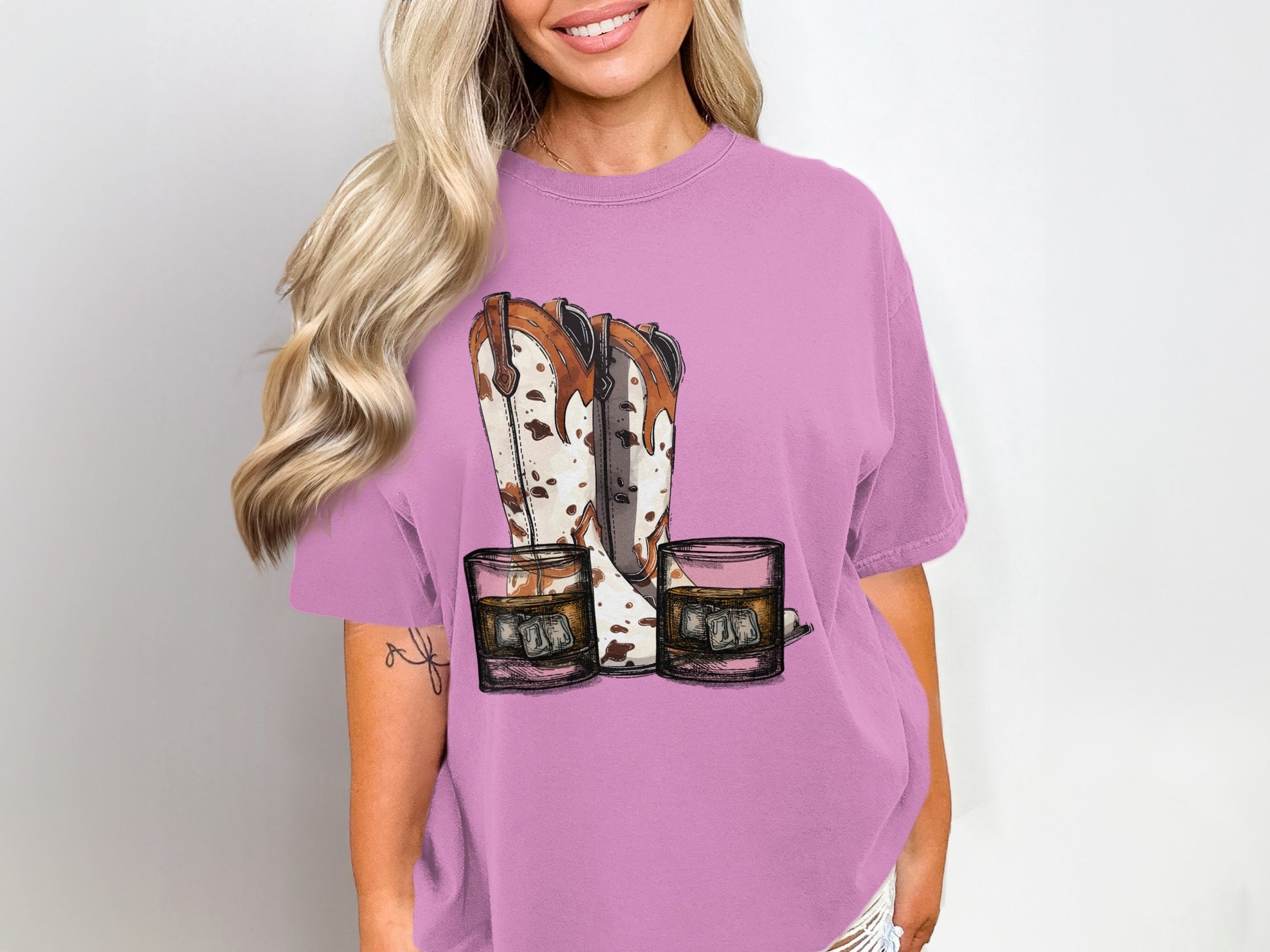 Western Boots and Whiskey Graphic T-shirt