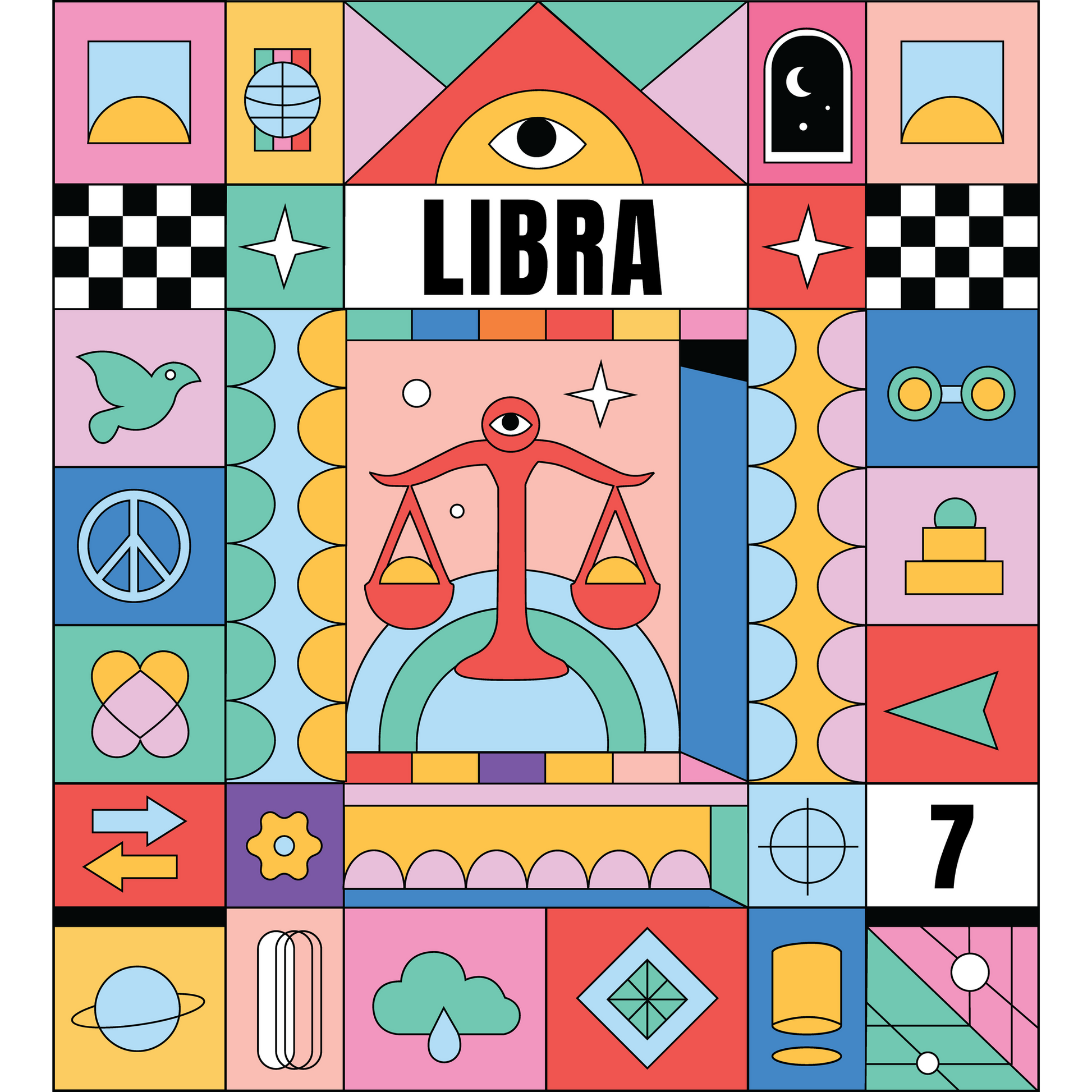 Colorful Libra Zodiac Art Illustration product
