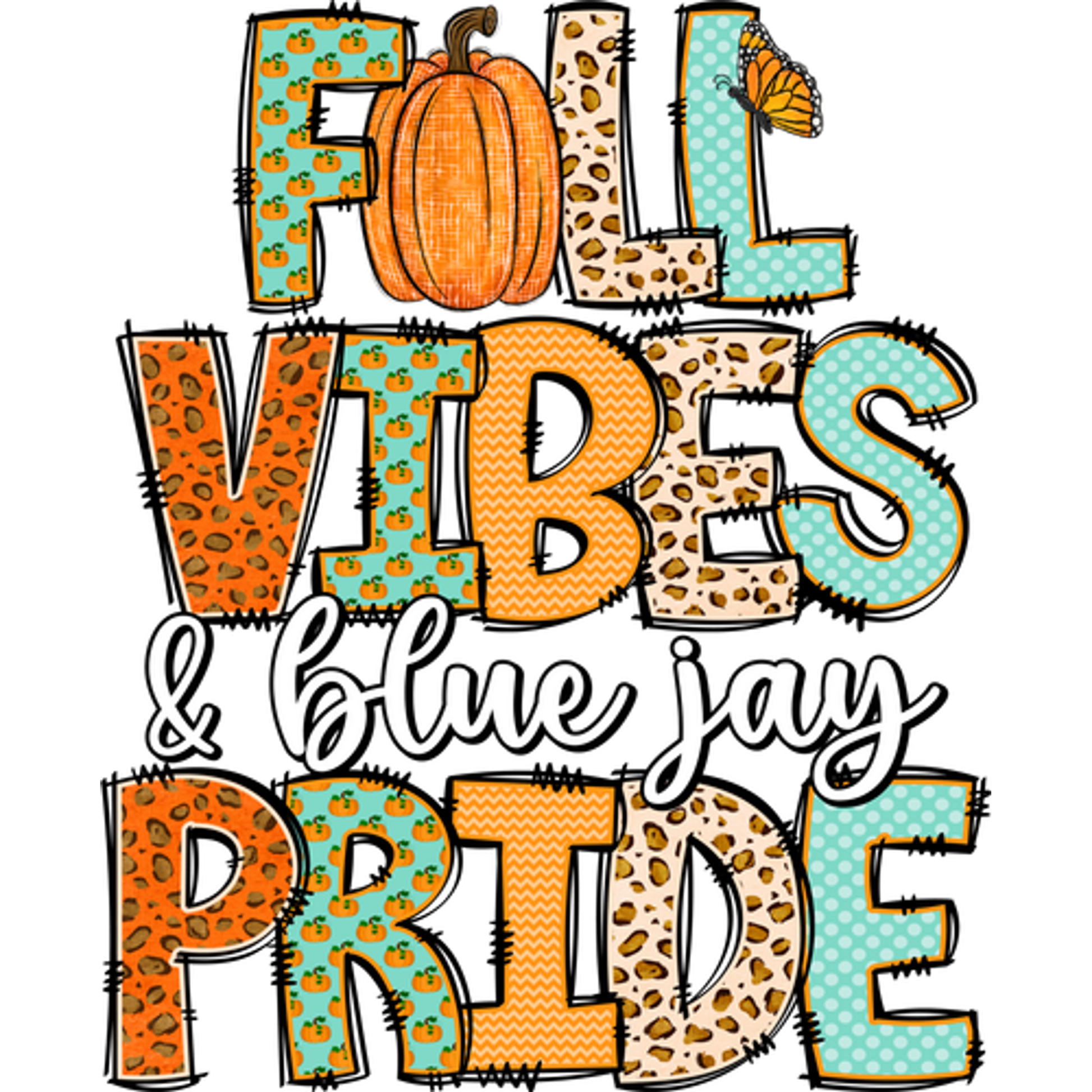 Fall Vibes and Blue Jay Pride apparel product