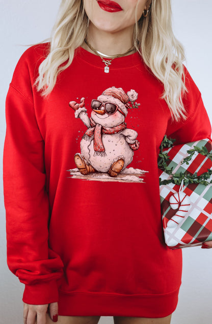 Festive Snowman Design on Red Winter Apparel Product