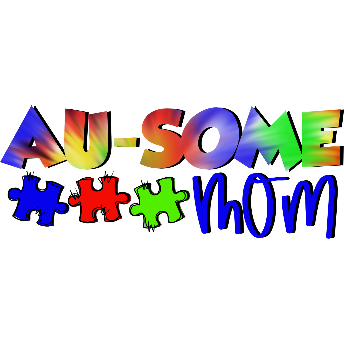 AU-SOME Mom Colorful Puzzle Pieces Design