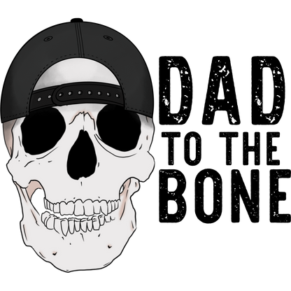 Dad to The Bone Skull with Hat Graphic on Black Shirt