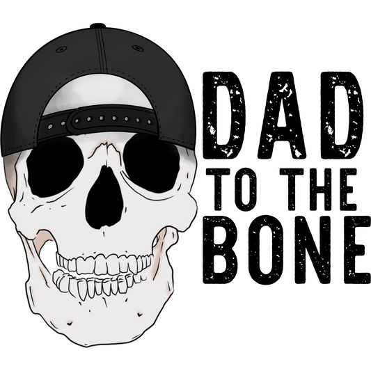 Dad to The Bone Skull with Hat Graphic on Black Shirt