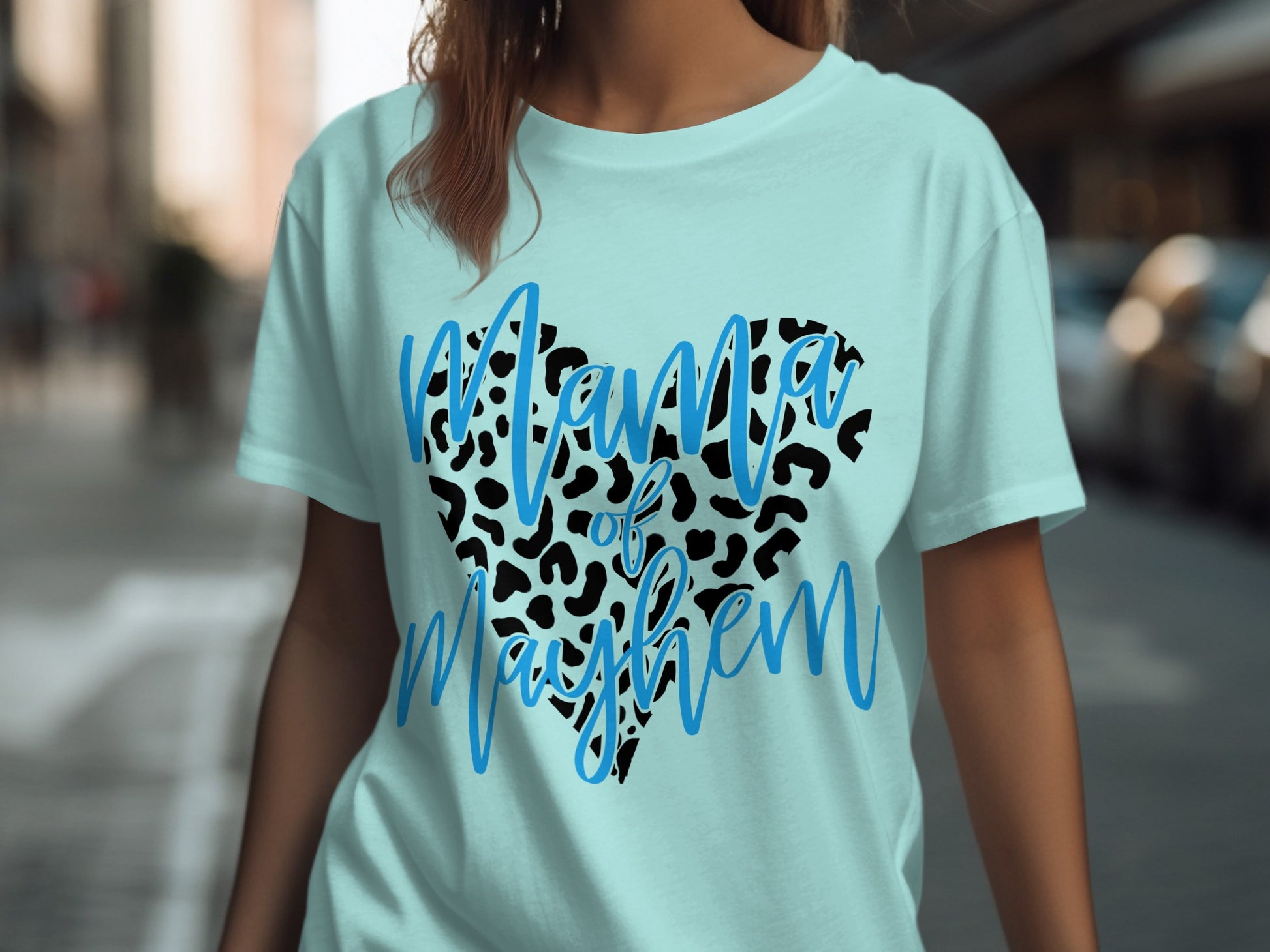 Mama of Mayhem Heart Leopard Graphic Tee