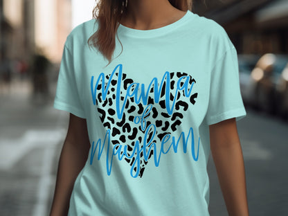 Mama of Mayhem Heart Leopard Graphic Tee