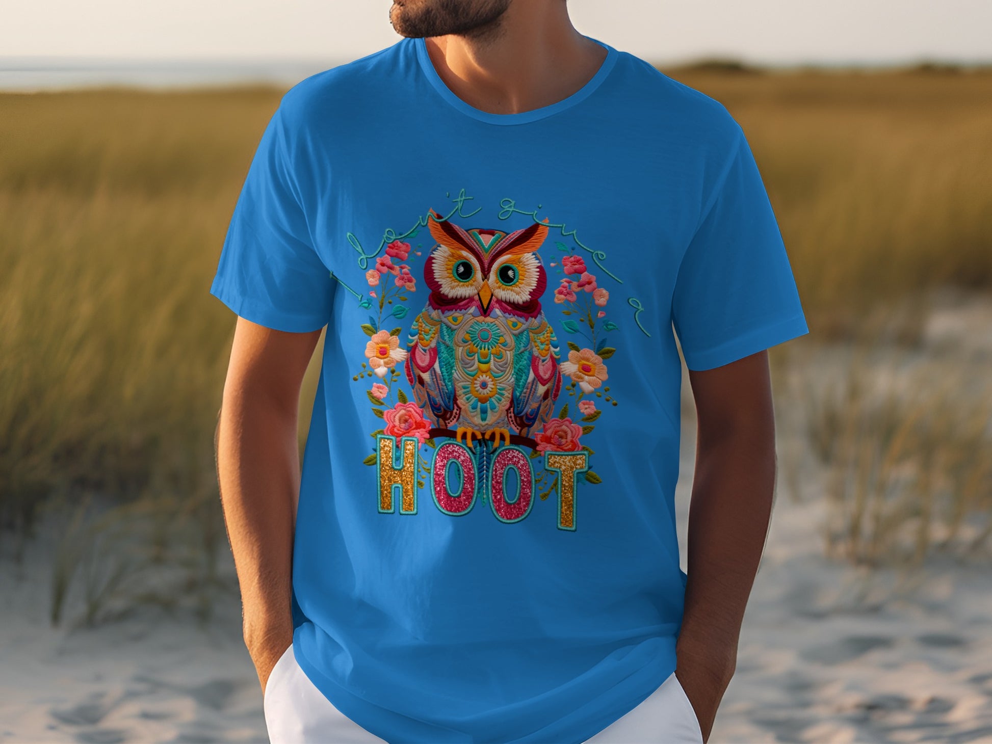 Vibrant Owl Don't Give a Hoot Graphic T-Shirt