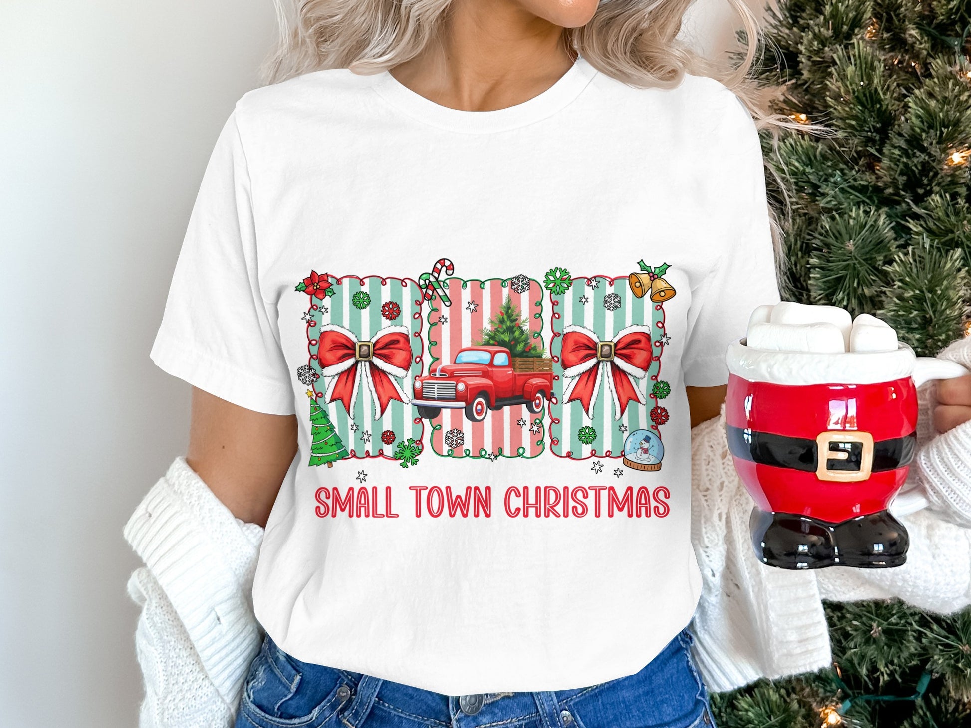 Small Town Christmas T Shirt Holiday Graphic Tee
