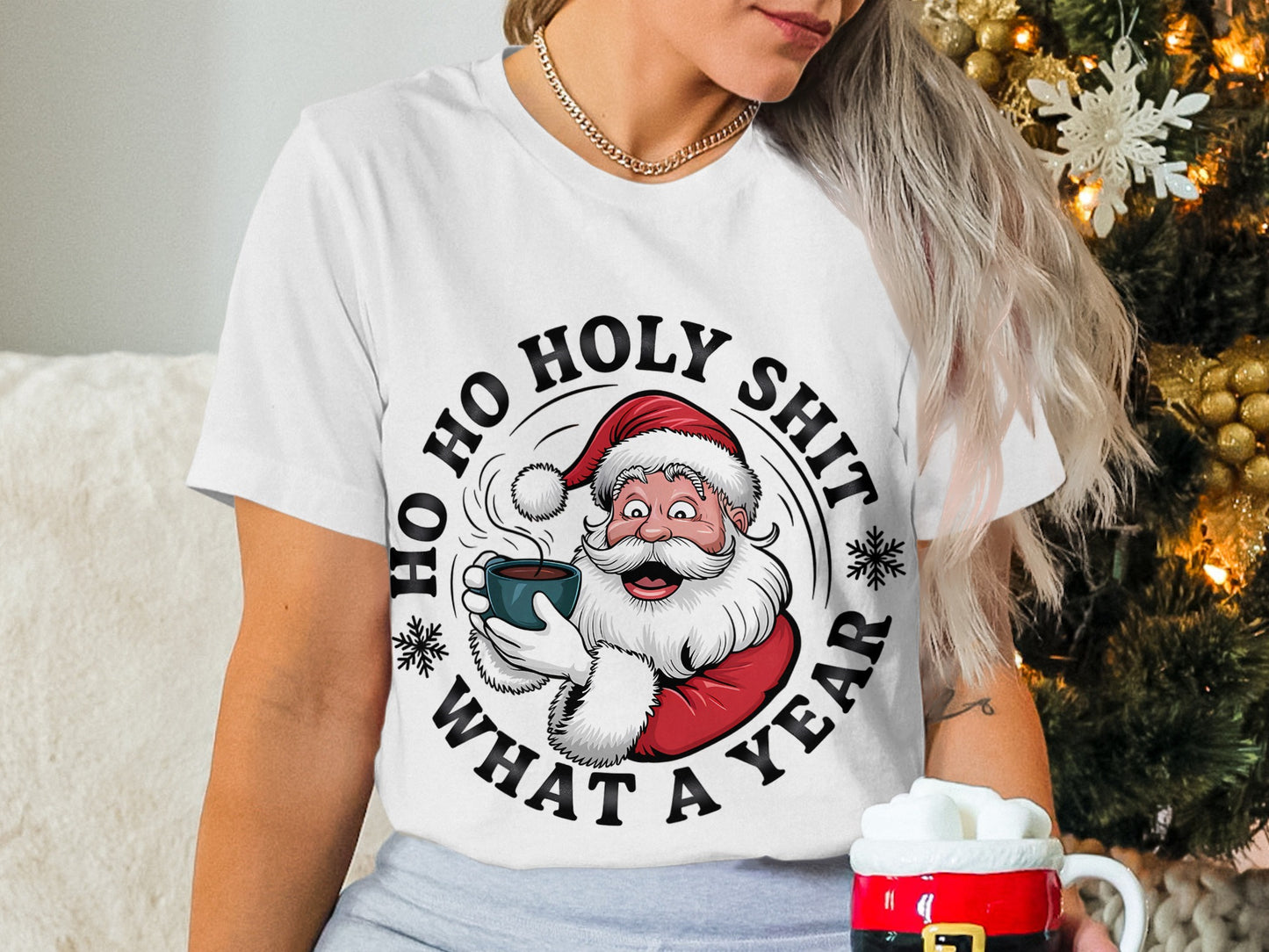 Funny Santa Ho Ho Holy Shit What a Year T-Shirt