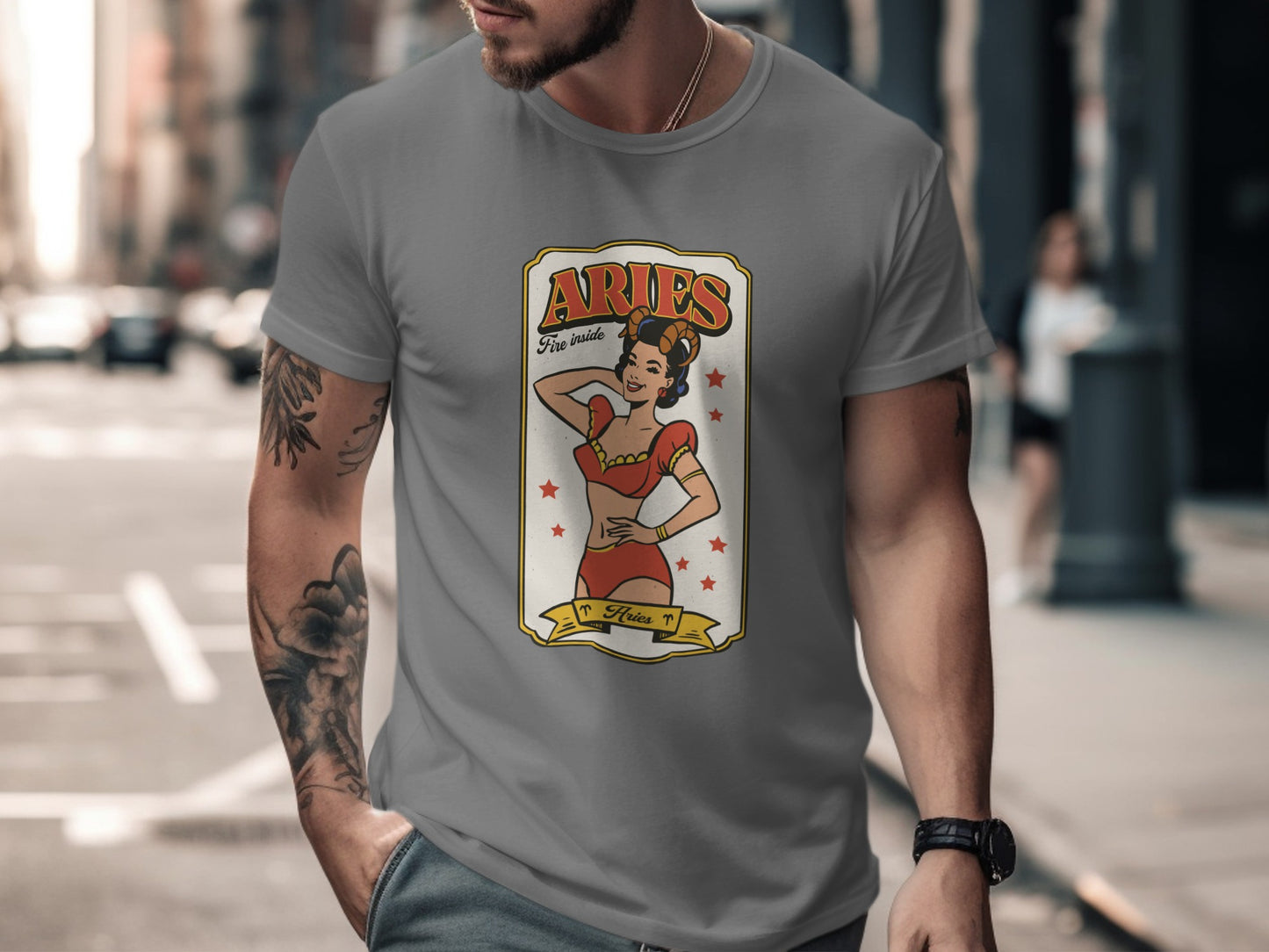 Retro Style Aries Zodiac Sign Graphic T-Shirt product