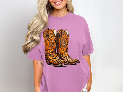 Fashionable Graphic Tee with Stylish Cowboy Boots