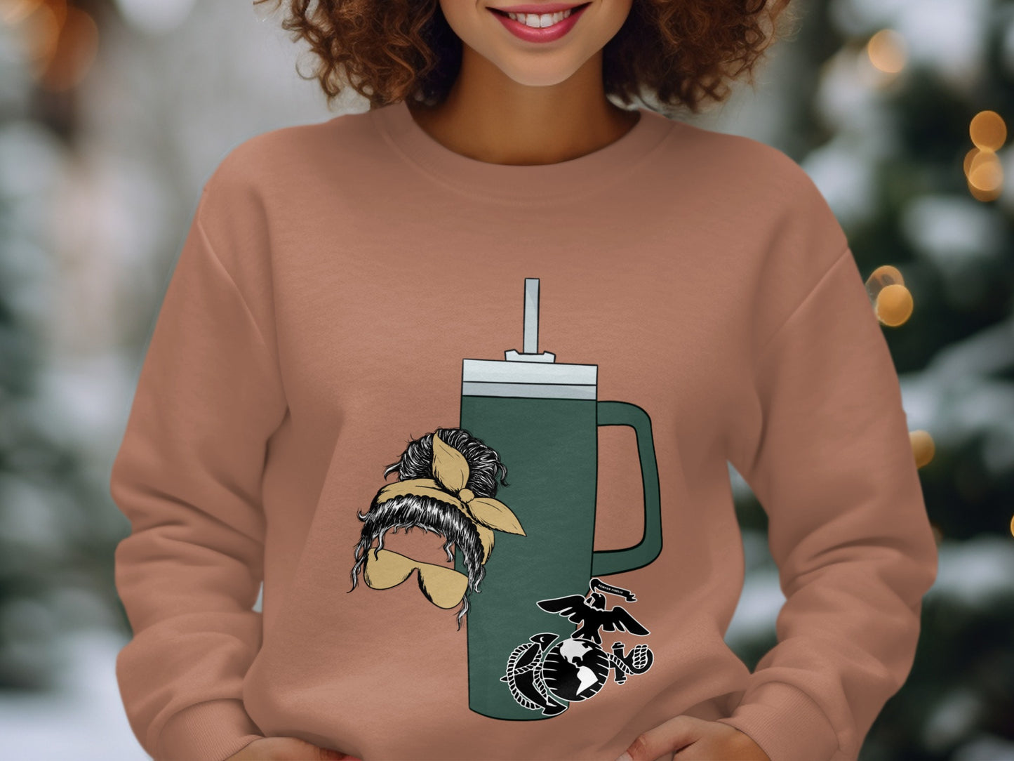 Trendy Mug with Marine Corps Emblem Graphic Sweatshirt