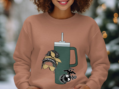 Trendy Mug with Marine Corps Emblem Graphic Sweatshirt