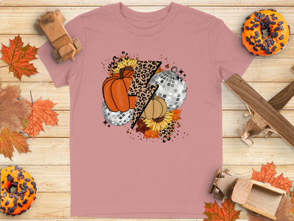 Fall Pumpkin and Leopard Print Graphic T-Shirt