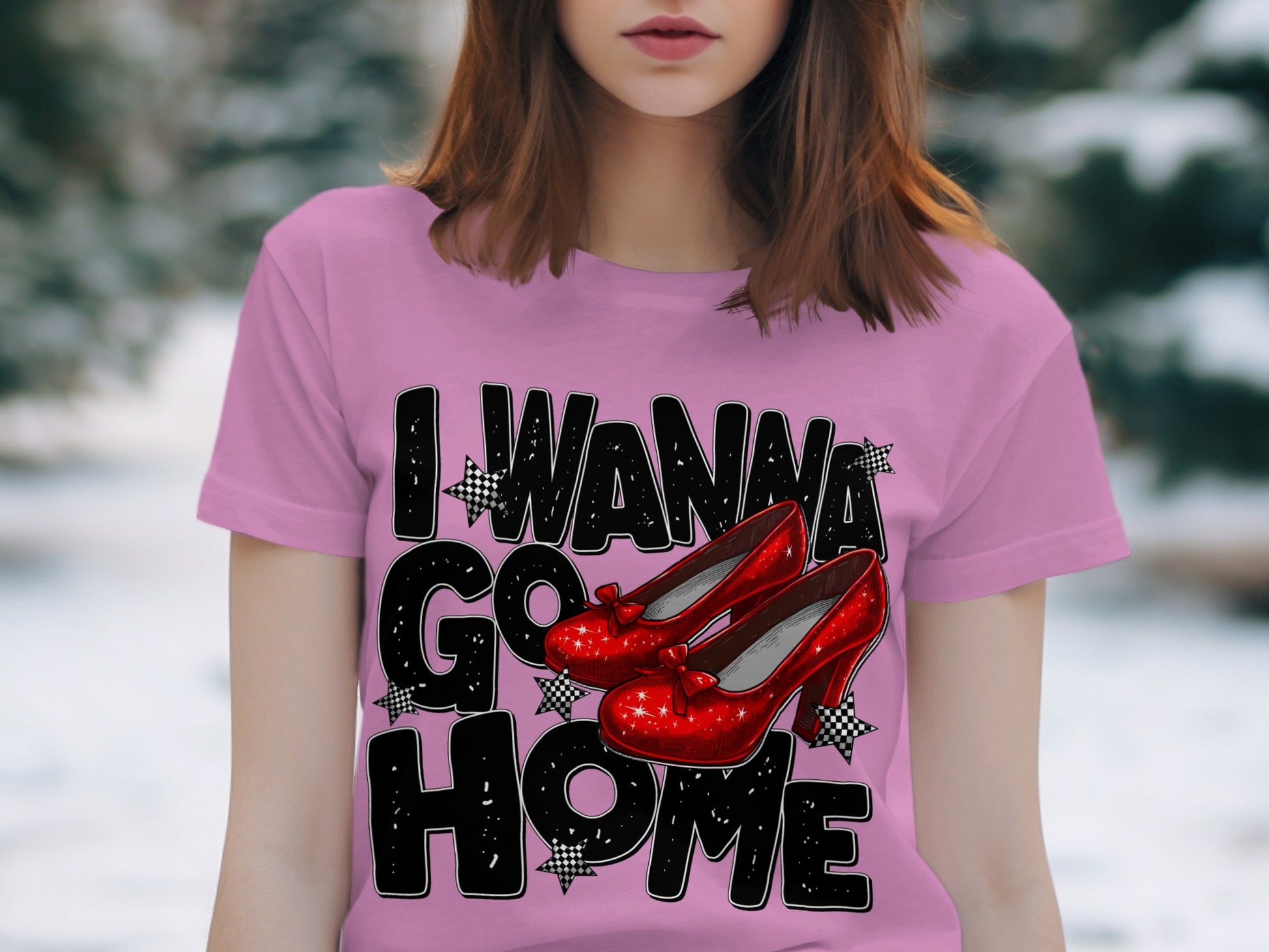 I Wanna Go Home T-Shirt with Red Shoes Design