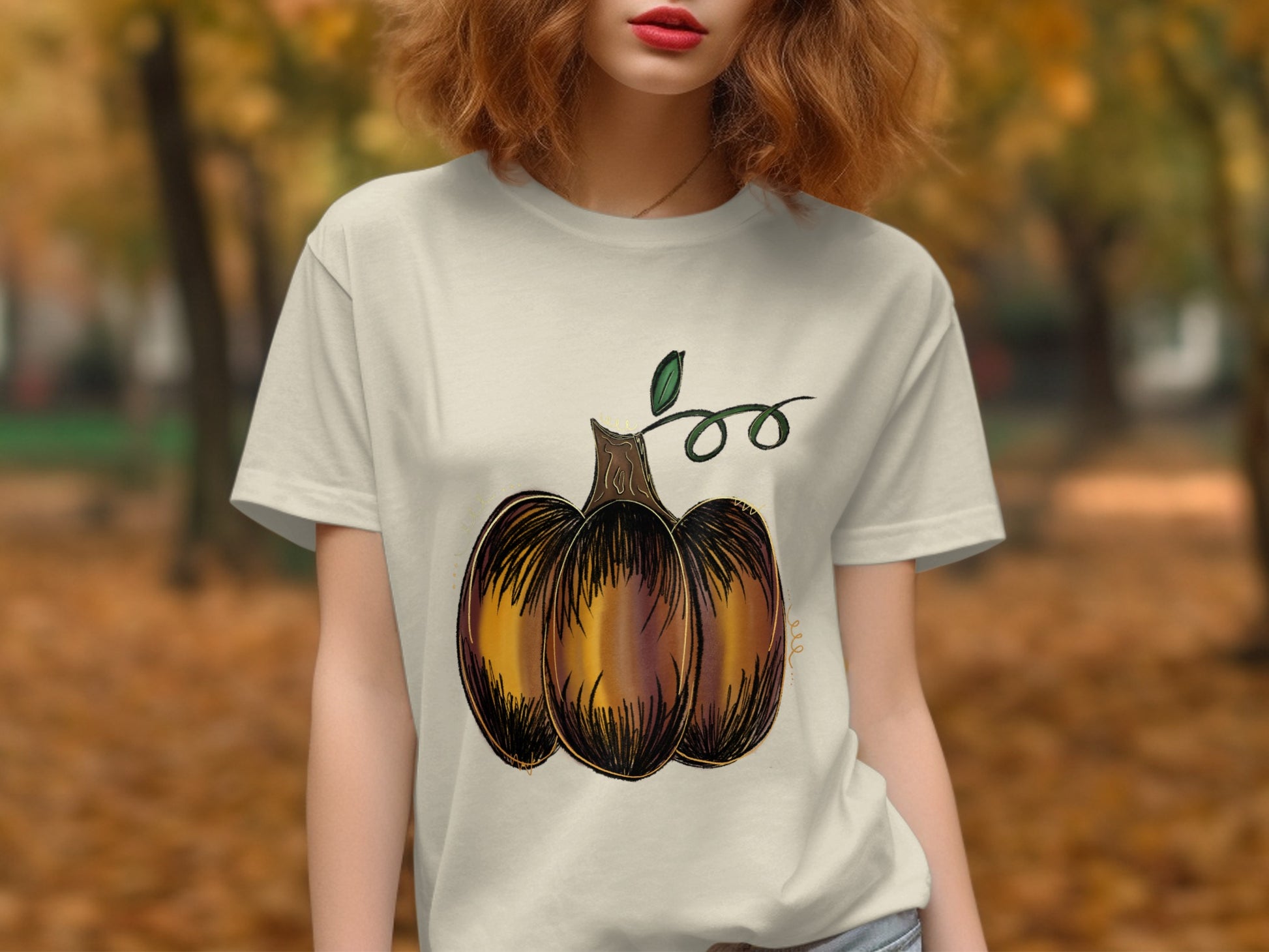 Autumn Pumpkin Design T-Shirt for Festive Season