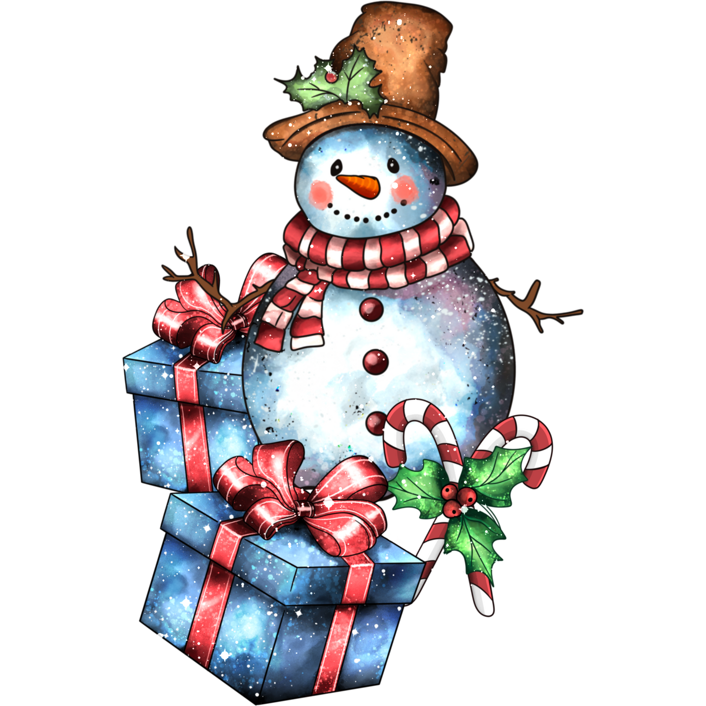 Festive Snowman with Gifts and Candies Art Decor