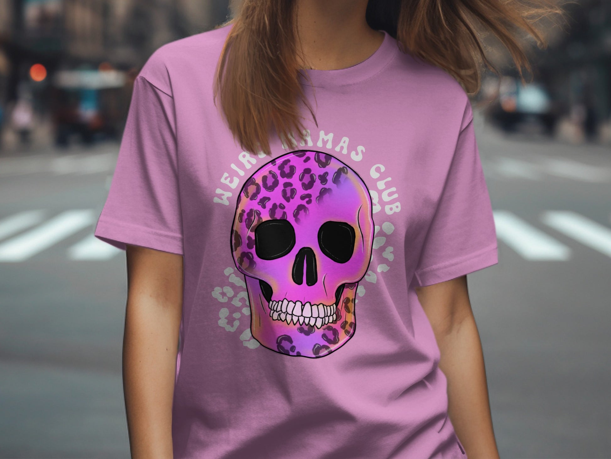 Weird Mamas Club Colorful Skull Graphic Design Shirt