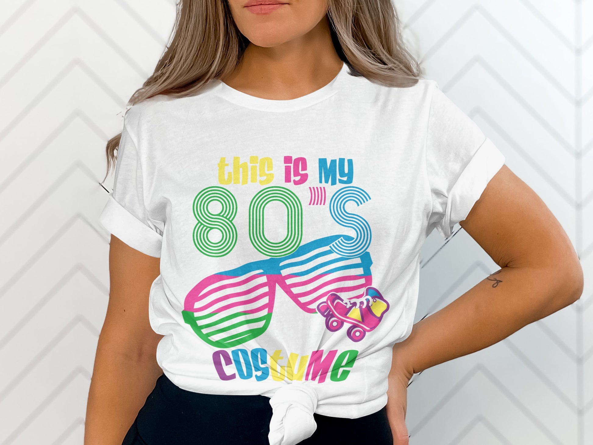Colorful 80s Retro Costume Graphic Tee Shirt