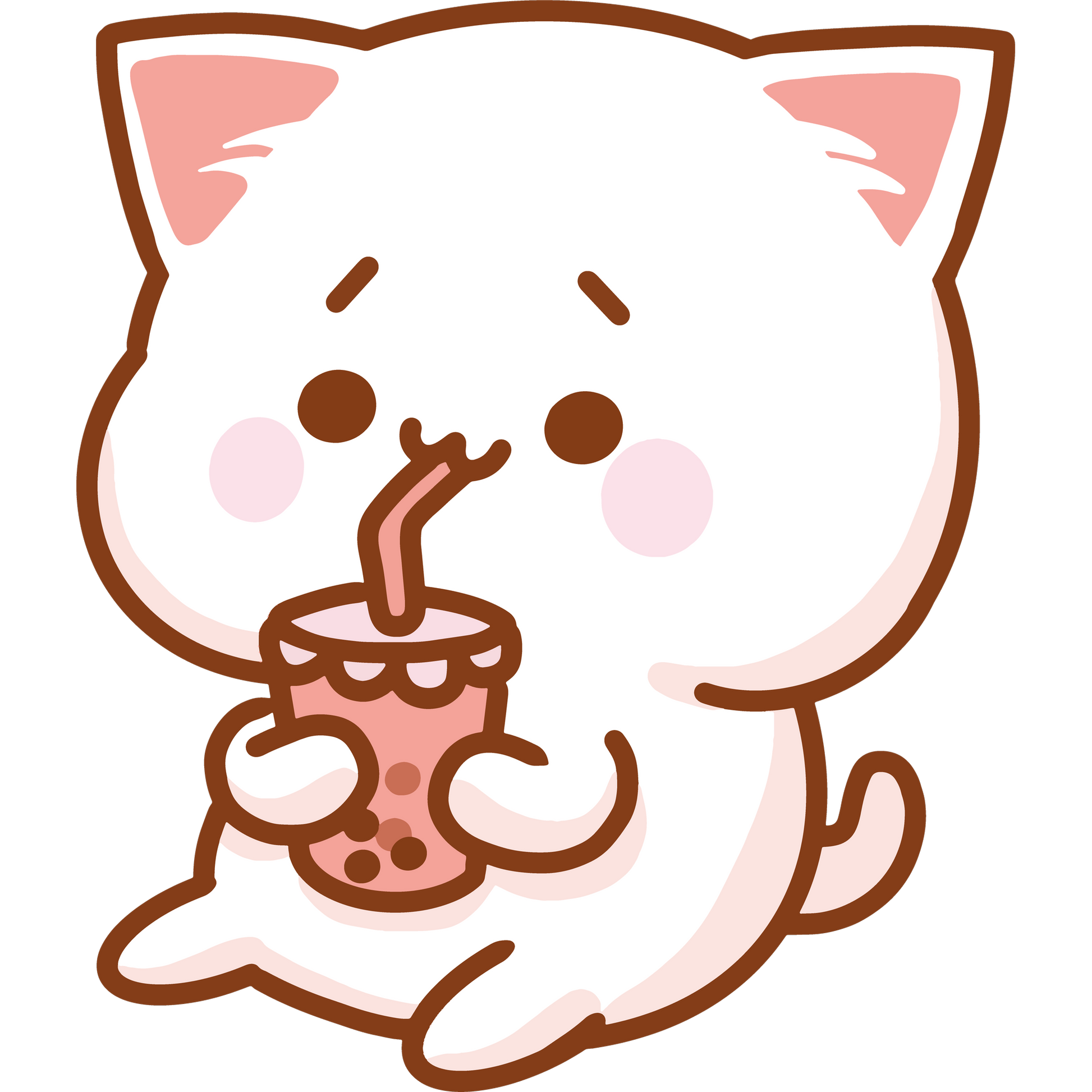 Cute Cartoon Cat Drinking Bubble Tea Artwork