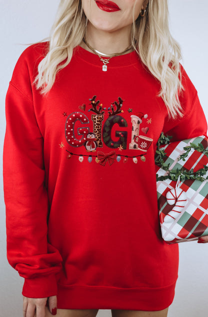 Festive Red Giggle Holiday Sweatshirt Christmas Gift