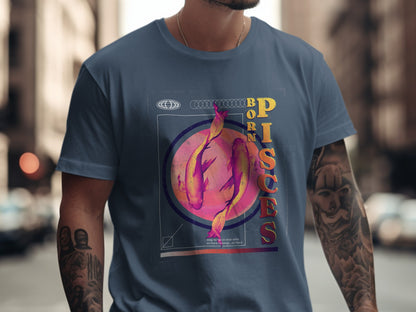 Artistic Born Pisces Zodiac Sign Graphic Tee
