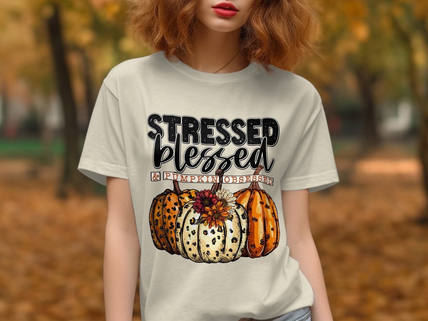 Stressed Blessed Pumpkin Obsessed Fall T-shirt