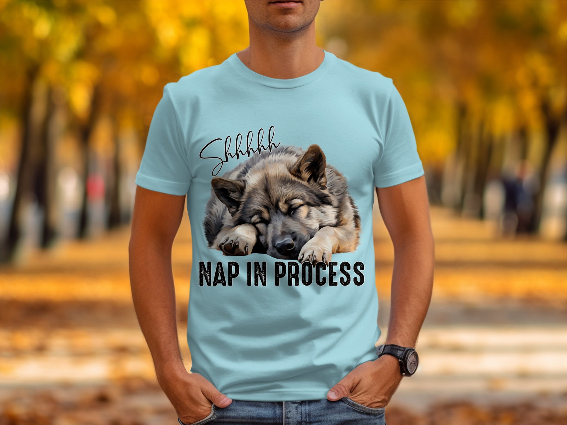 Shhhhh Nap In Process Wolf Graphic T-shirt