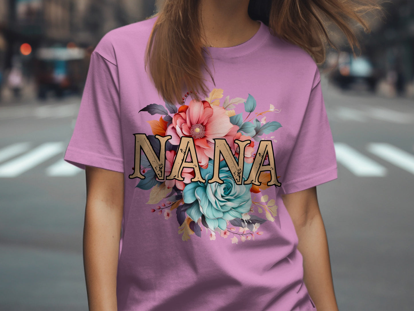 Nana Floral Design Graphic T-Shirt for Women