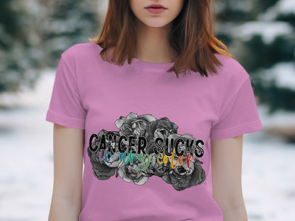 Cancer Sucks In Any Color Floral Graphic Shirt
