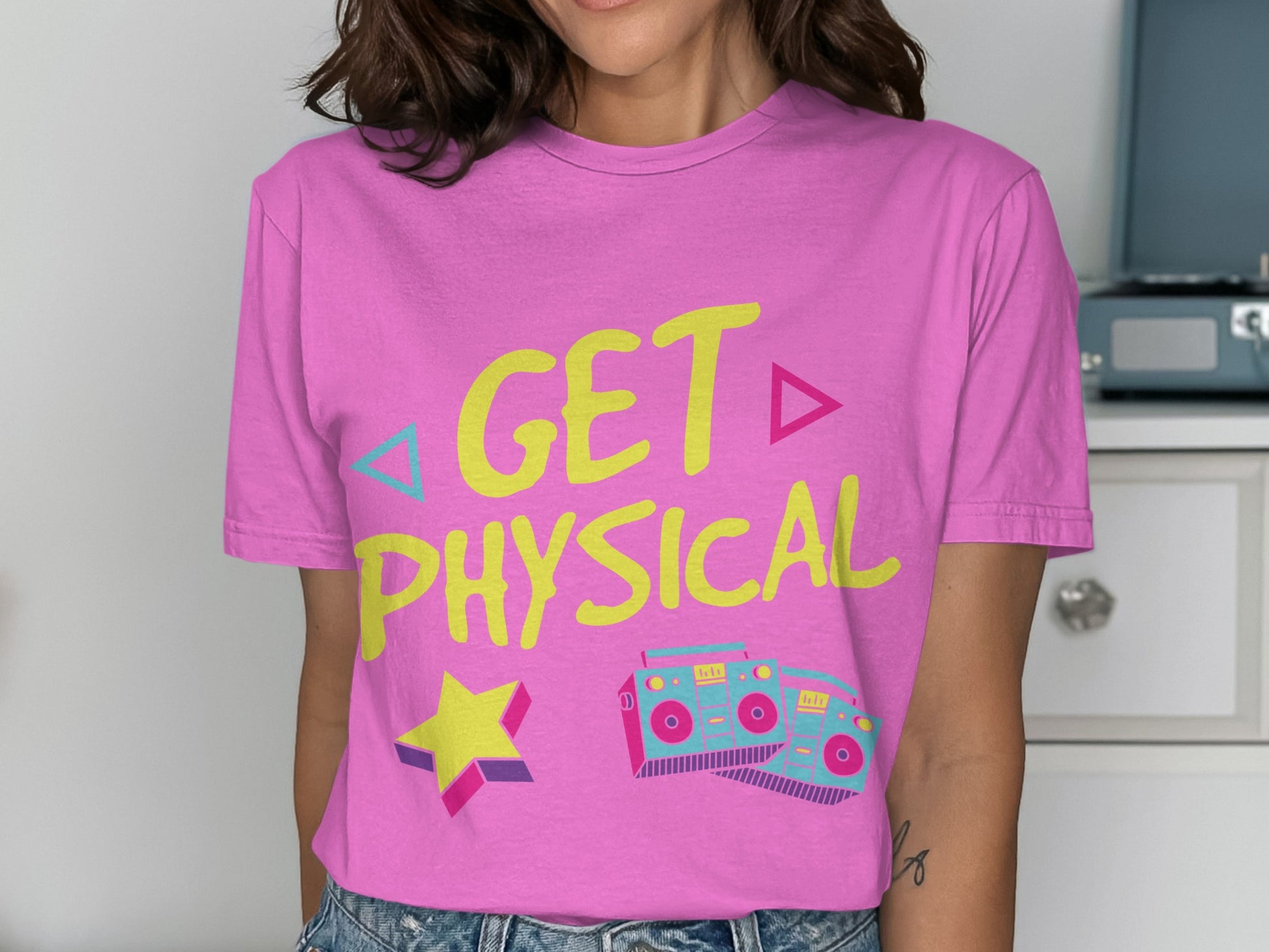 Bright Pink Get Physical Graphic Tee