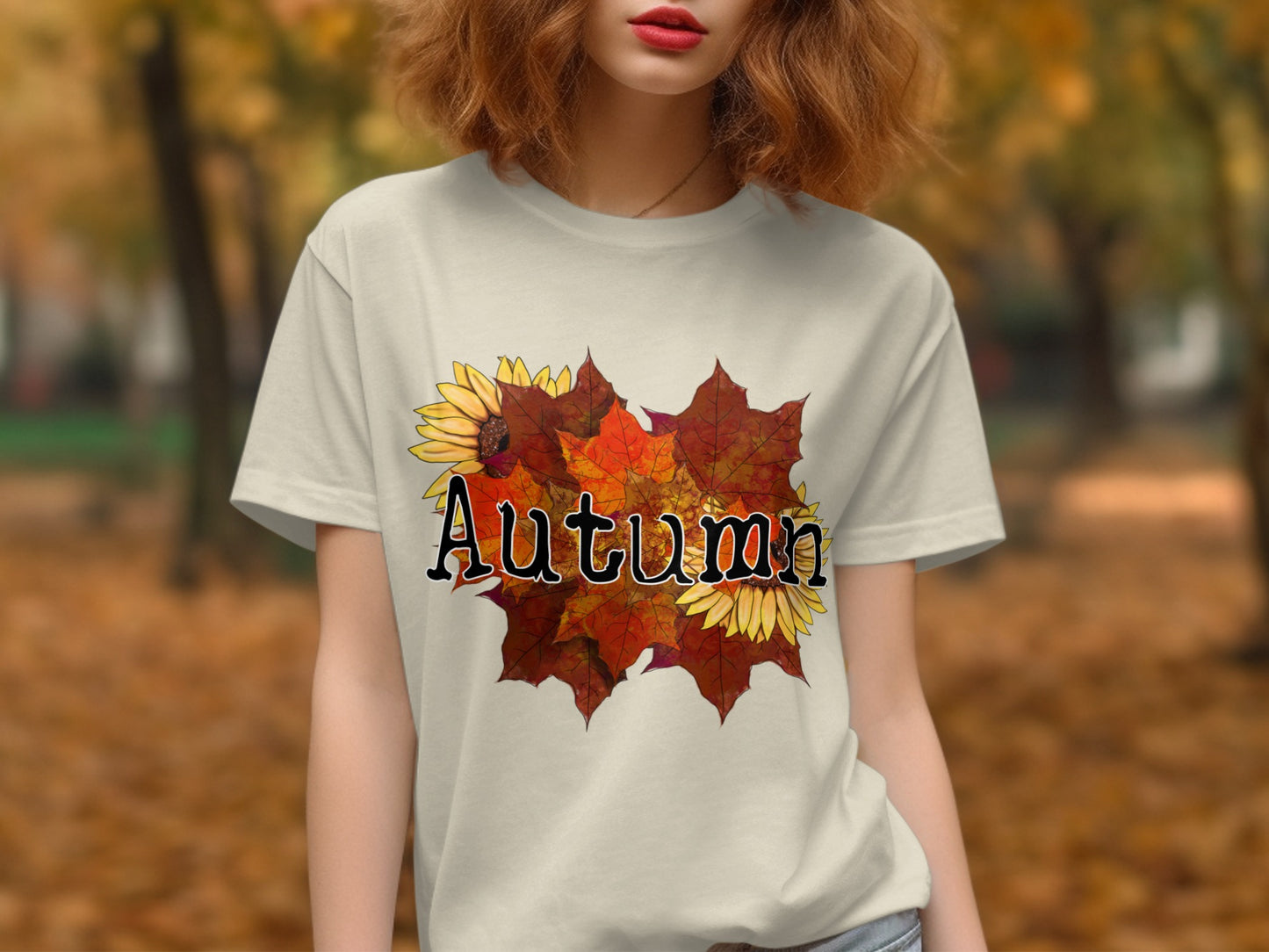 Autumn Leaves and Sunflowers Graphic Tee