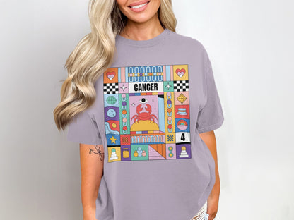 Colorful Cancer Zodiac Design Graphic T-Shirt