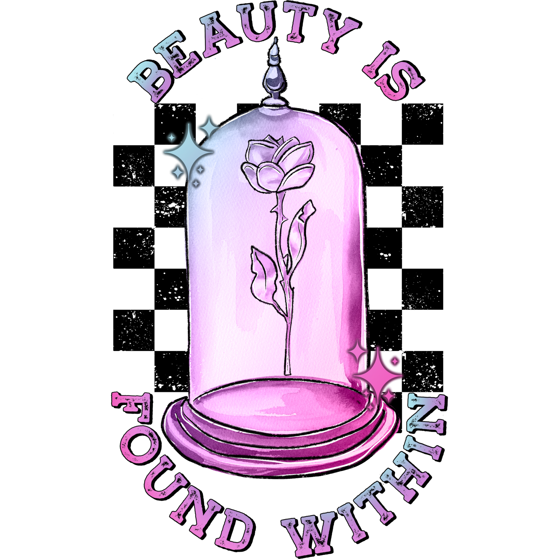 Beauty Is Found Within Rose Glass Dome Art Product