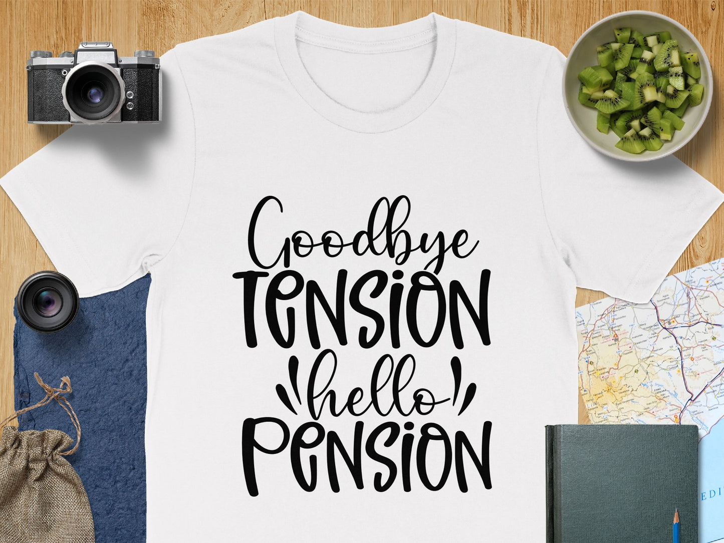 Goodbye Tension Hello Pension Graphic Tee Shirt