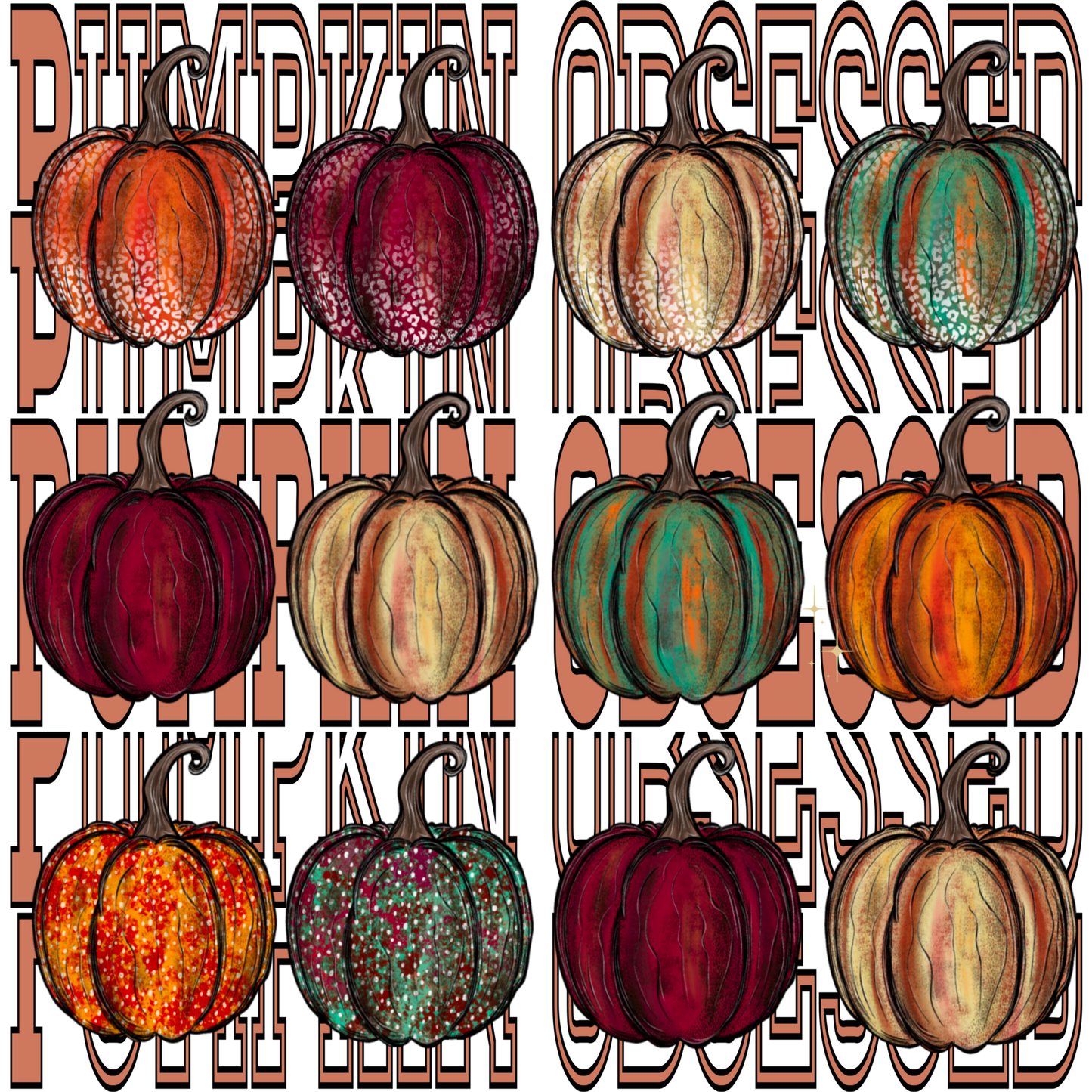 Colorful Pumpkin Obsessed Decorative Artwork