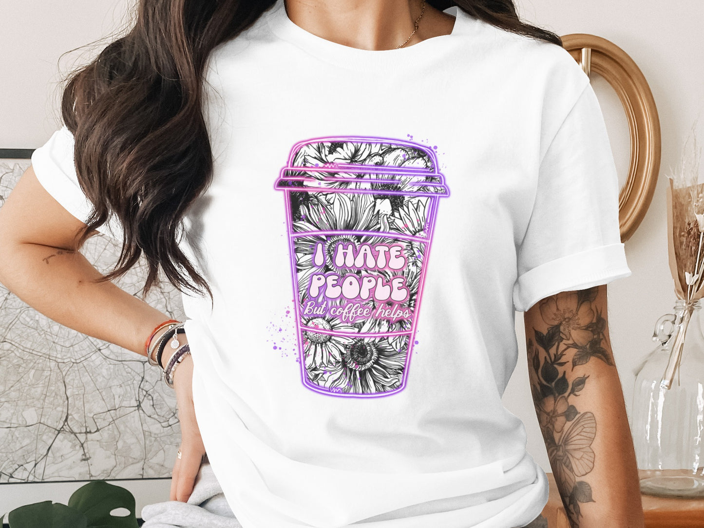 I Hate People But Coffee Helps Unique Graphic T-shirt