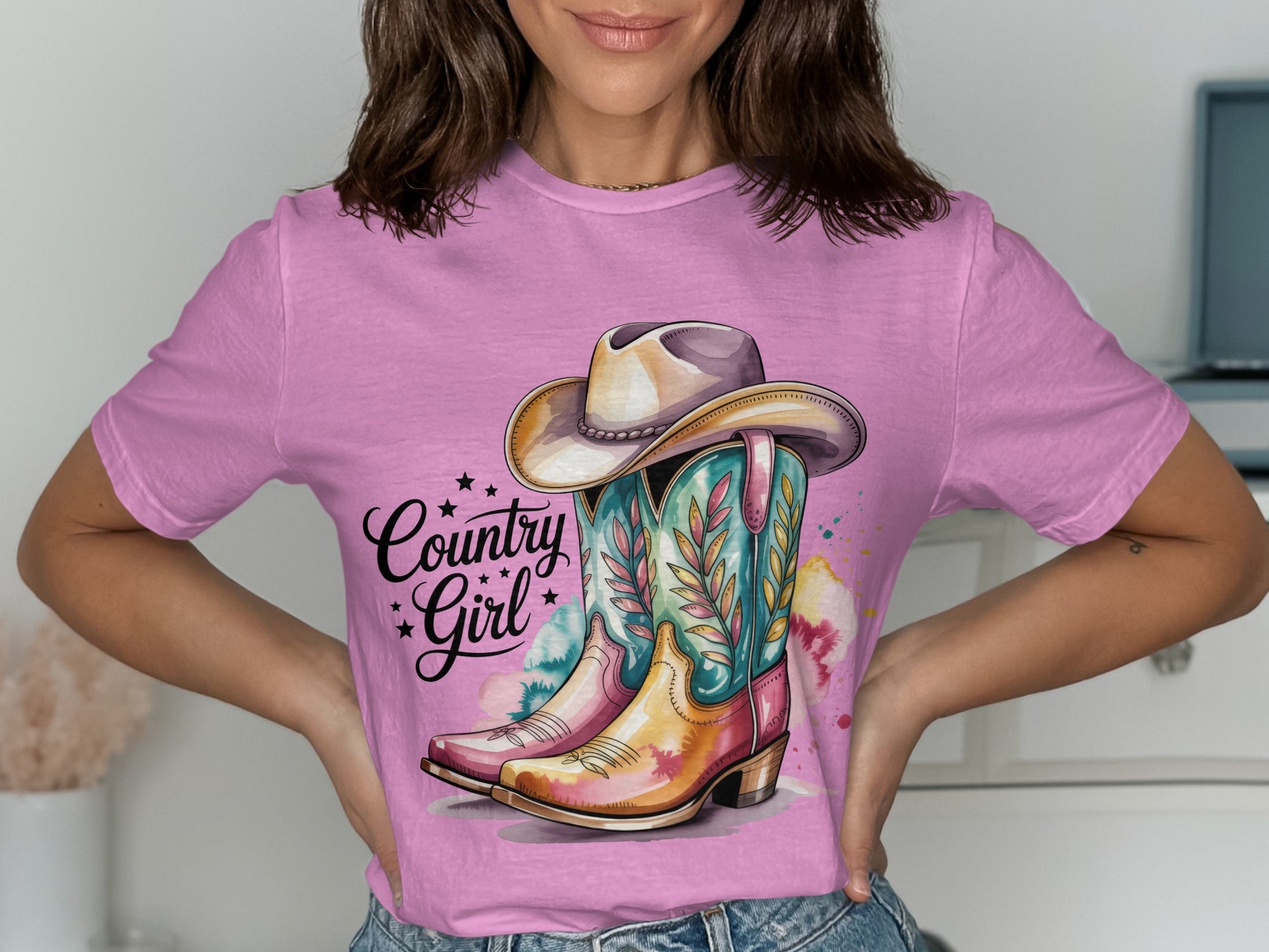 Country Girl Cowboy Boots Design T-shirt Product