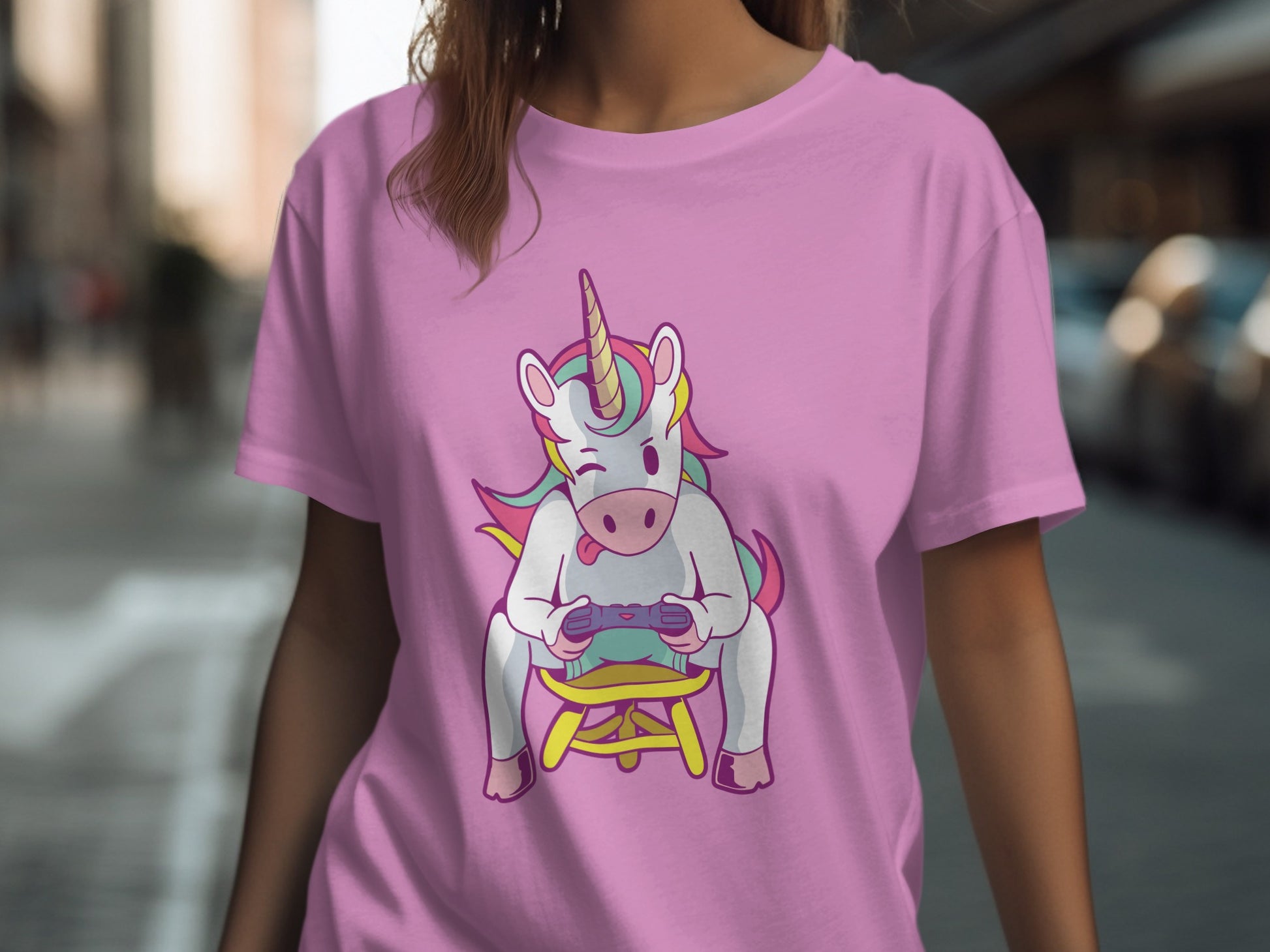Cute Unicorn Gaming Graphic Printed T-shirt Product