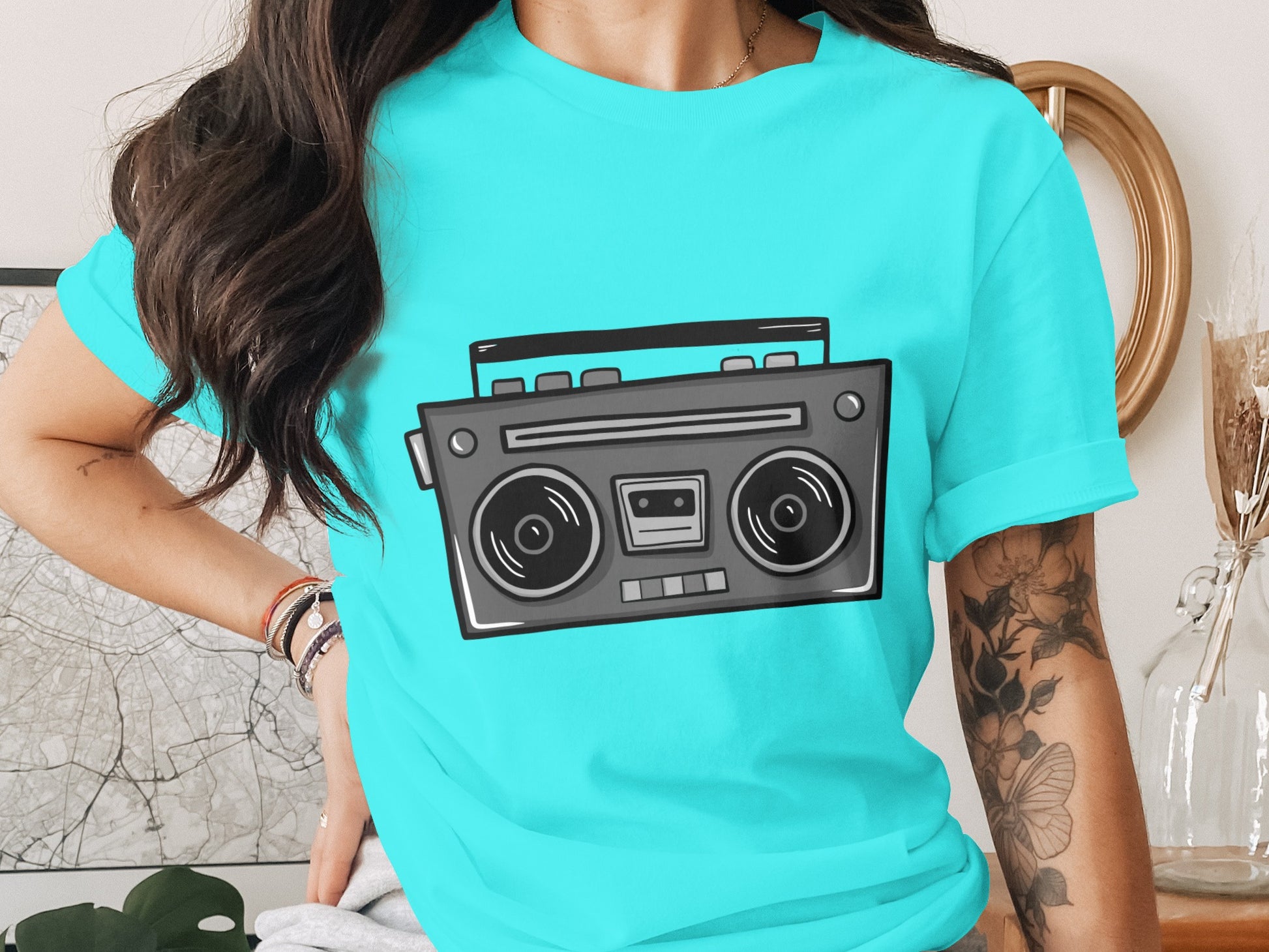 Retro Boombox Graphic Crew Neck Tee Product