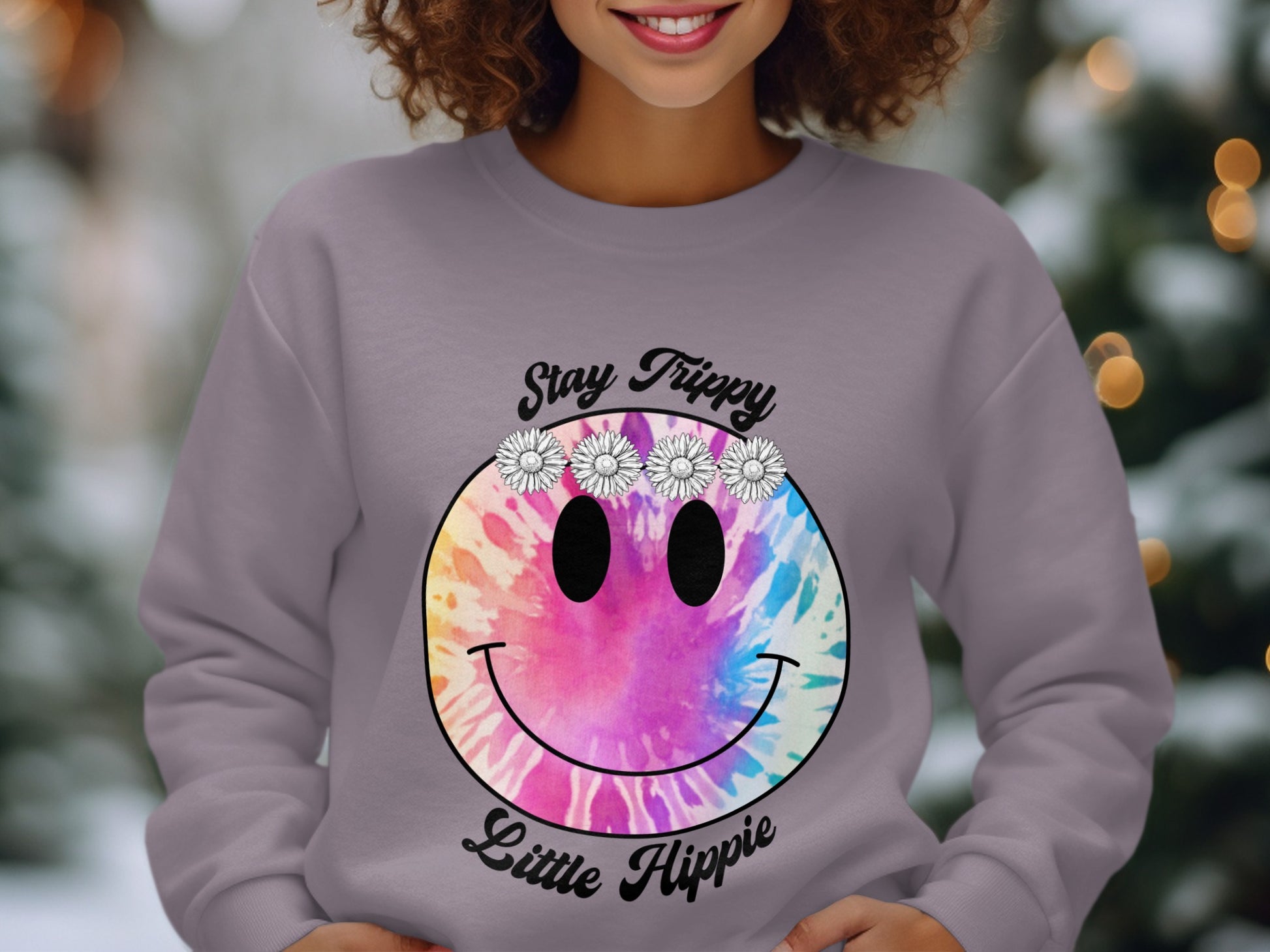 Stay Trippy Little Hippie Smiley Face Sweatshirt